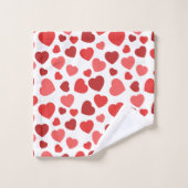 Kunstpatroon, rode harten, hartspatroon bad handdoek (Wasdoekje)