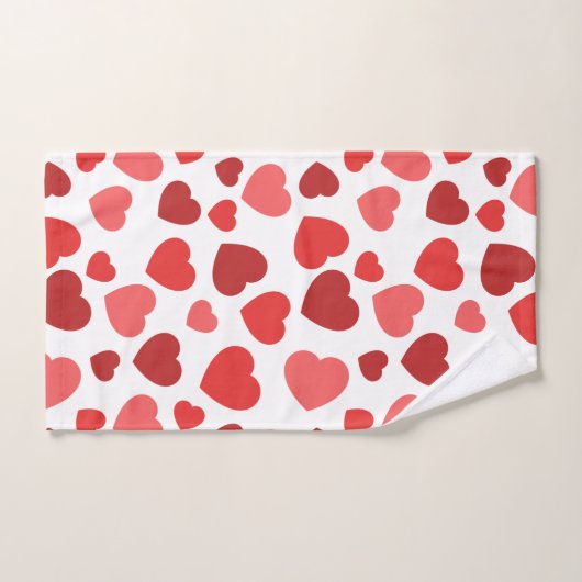 Kunstpatroon, rode harten, hartspatroon bad handdoek (Handdoek)