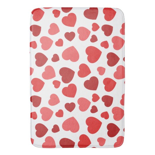 Kunstpatroon, rode harten, hartspatroon badmat (Voorkant Verticaal)