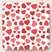 Kunstpatroon, rode harten, hartspatroon bier onderzetter (Voorkant)