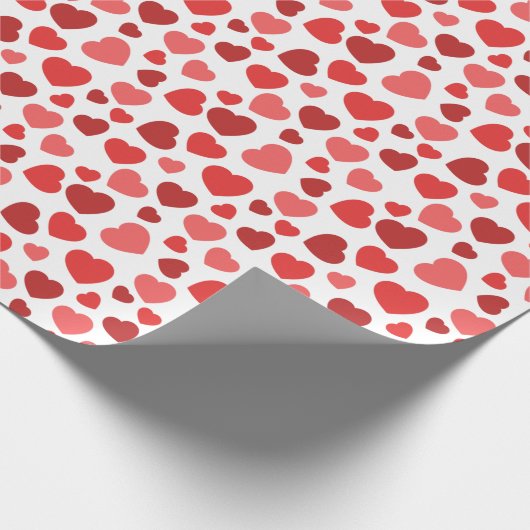 Kunstpatroon, rode harten, hartspatroon cadeaupapier (Hoek)