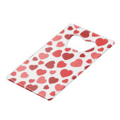 Kunstpatroon, rode harten, hartspatroon creditkaart flessenopener (Achterkant Gekanteld)