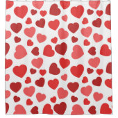 Kunstpatroon, rode harten, hartspatroon douchegordijn (Voorkant)