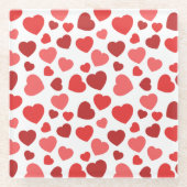 Kunstpatroon, rode harten, hartspatroon glazen onderzetter (Voorkant)