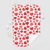 Kunstpatroon, rode harten, hartspatroon golfhanddoek (Insitu)