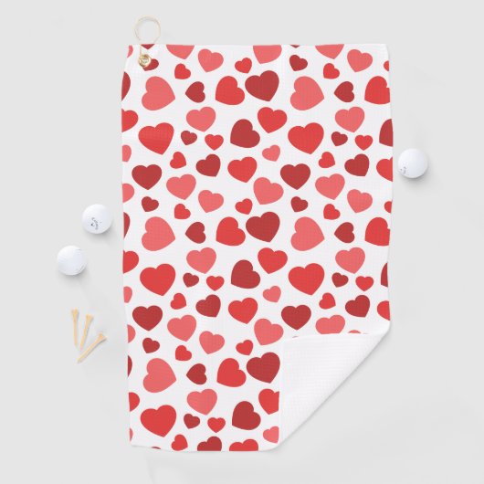 Kunstpatroon, rode harten, hartspatroon golfhanddoek (Insitu)