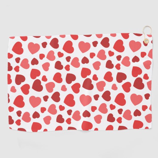 Kunstpatroon, rode harten, hartspatroon golfhanddoek (Horizontaal)