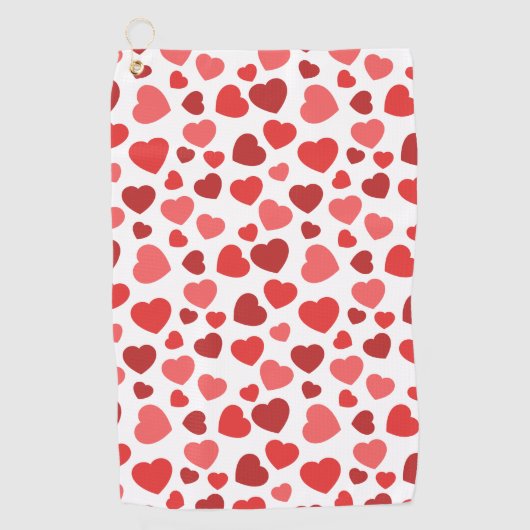 Kunstpatroon, rode harten, hartspatroon golfhanddoek (Voorkant)