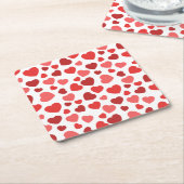 Kunstpatroon, rode harten, hartspatroon kartonnen onderzetters (Schuin)
