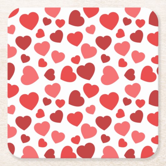 Kunstpatroon, rode harten, hartspatroon kartonnen onderzetters (Voorkant)