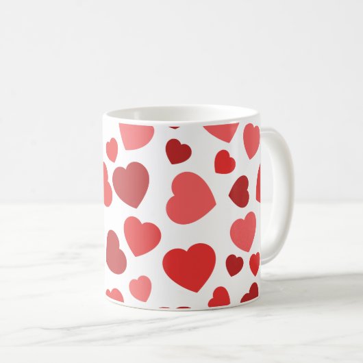 Kunstpatroon, rode harten, hartspatroon koffiemok (Voorkant rechts)