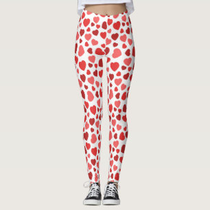 Kunstpatroon, rode harten, hartspatroon leggings