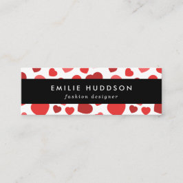 Kunstpatroon, rode harten, hartspatroon mini visitekaartje