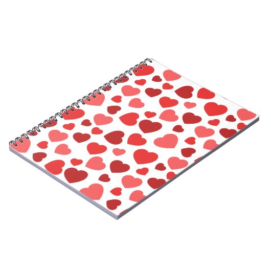 Kunstpatroon, rode harten, hartspatroon notitieboek (Linkerzijde)