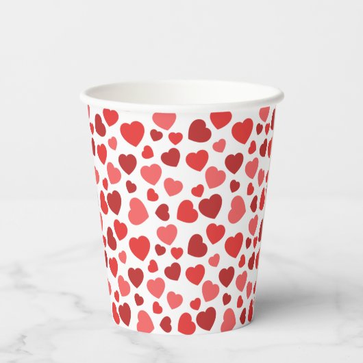 Kunstpatroon, rode harten, hartspatroon papieren bekers (Achterkant)
