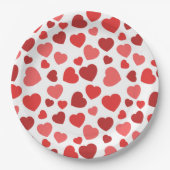 Kunstpatroon, rode harten, hartspatroon papieren bordje (Voorkant)