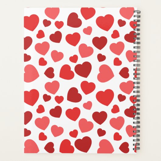 Kunstpatroon, rode harten, hartspatroon planner (Achterkant)