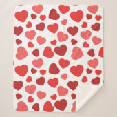 Kunstpatroon, rode harten, hartspatroon sherpa deken (Voorkant)