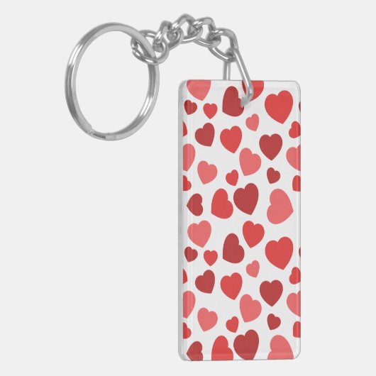 Kunstpatroon, rode harten, hartspatroon sleutelhanger (Voorkant Links)
