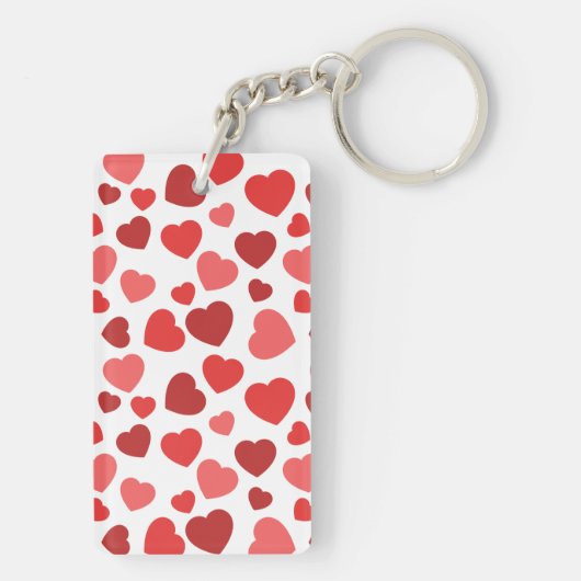 Kunstpatroon, rode harten, hartspatroon sleutelhanger (achterkant)