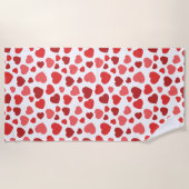 Kunstpatroon, rode harten, hartspatroon strandlaken (Voorkant)