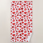 Kunstpatroon, rode harten, hartspatroon strandlaken (Voorkant)