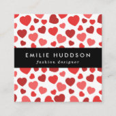 Kunstpatroon, rode harten, hartspatroon vierkante visitekaartje (Voorkant)