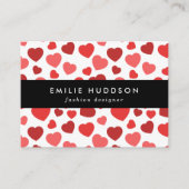 Kunstpatroon, rode harten, hartspatroon visitekaartje (Voorkant)
