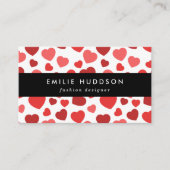 Kunstpatroon, rode harten, hartspatroon visitekaartje (Voorkant)