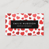 Kunstpatroon, rode harten, hartspatroon visitekaartje (Voorkant)