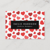Kunstpatroon, rode harten, hartspatroon visitekaartje (Voorkant)
