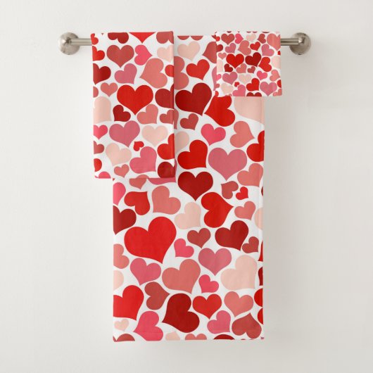 Kunstpatroon, rode harten, liefde bad handdoek (Insitu)