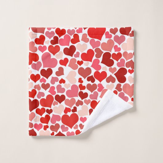Kunstpatroon, rode harten, liefde bad handdoek (Wasdoekje)