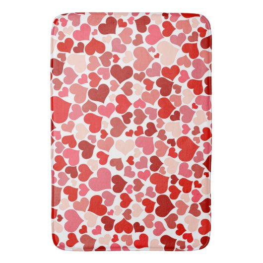 Kunstpatroon, rode harten, liefde badmat (Voorkant Verticaal)