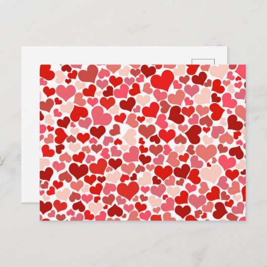 Kunstpatroon, rode harten, liefde briefkaart (Voorkant / Achterkant)