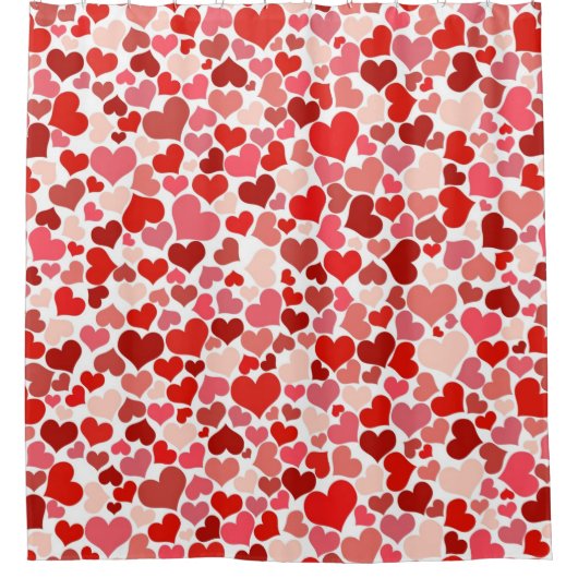 Kunstpatroon, rode harten, liefde douchegordijn (Voorkant)