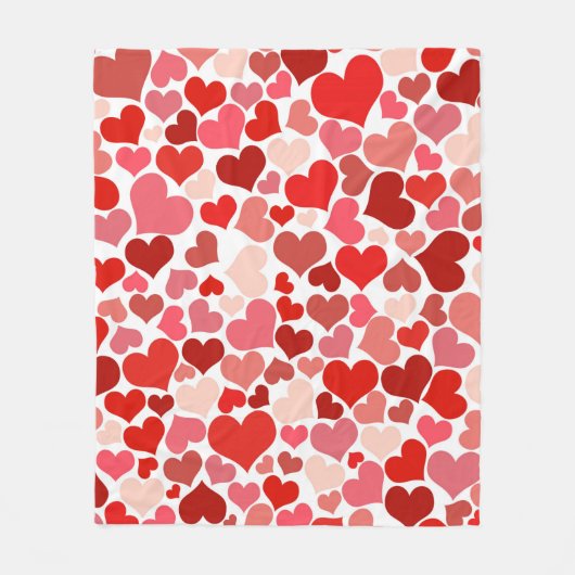 Kunstpatroon, rode harten, liefde fleece deken (Voorkant)