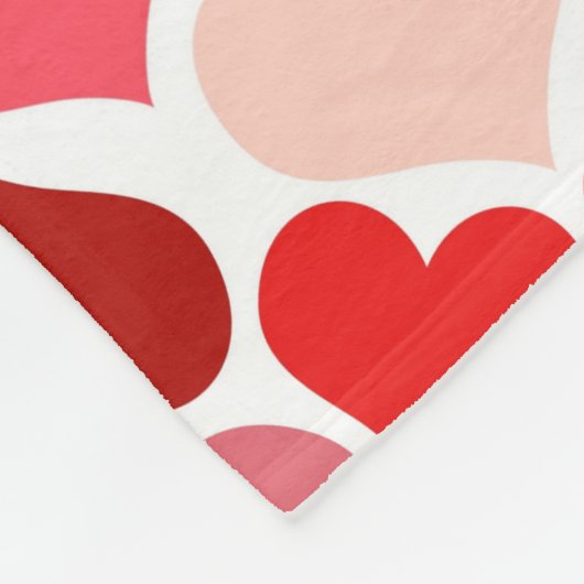 Kunstpatroon, rode harten, liefde fleece deken (Hoek)