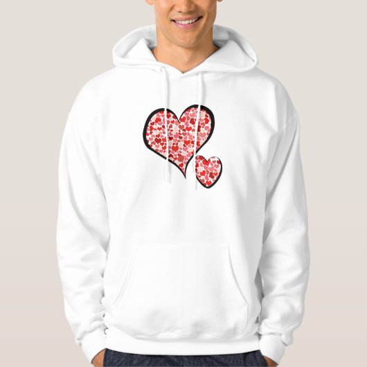 Kunstpatroon, rode harten, liefde hoodie (Voorkant)