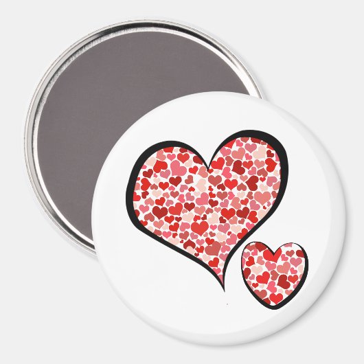 Kunstpatroon, rode harten, liefde magneet (Voorkant / Achterkant)