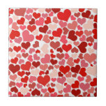 Kunstpatroon, rode harten, liefde tegeltje<br><div class="desc">Cute, leuke en schattige patronen met rode harten. Moderne en trendy gave, perfect voor Valentijnsdag.</div>