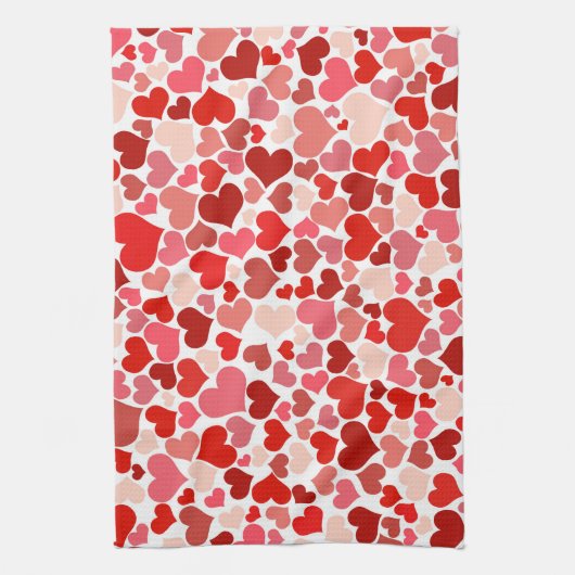 Kunstpatroon, rode harten, liefde theedoek (Verticaal)