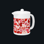 Kunstpatroon, rode harten, liefde theepot<br><div class="desc">Cute,  leuke en schattige patronen met rode harten. Moderne en trendy gave,  perfect voor Valentijnsdag.</div>