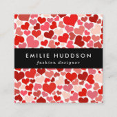 Kunstpatroon, rode harten, liefde vierkante visitekaartje (Voorkant)