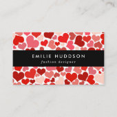 Kunstpatroon, rode harten, liefde visitekaartje (Voorkant)