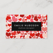 Kunstpatroon, rode harten, liefde visitekaartje (Voorkant)