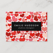 Kunstpatroon, rode harten, liefde visitekaartje (Voorkant)