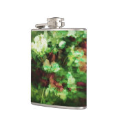 Kunstpatroon rode rode groene bloem. begrip natuur heupfles (Links)