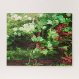 Kunstpatroon rode rode groene bloem. begrip natuur legpuzzel