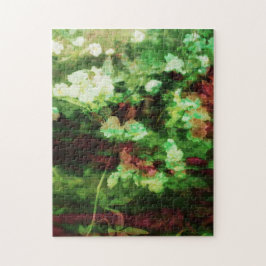 Kunstpatroon rode rode groene bloem. begrip natuur legpuzzel